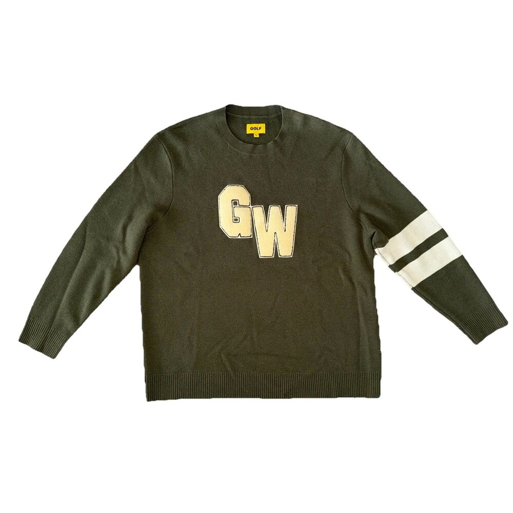 Golf Wang University Sweater 100% Wool Size Large Green / Cream Colorway